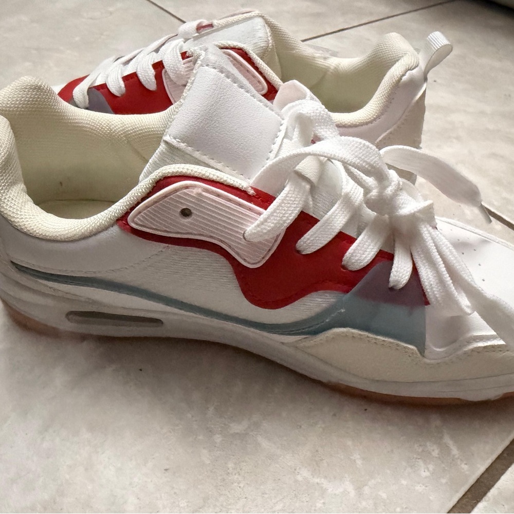 Stylish Kids' White and Red Sneakers